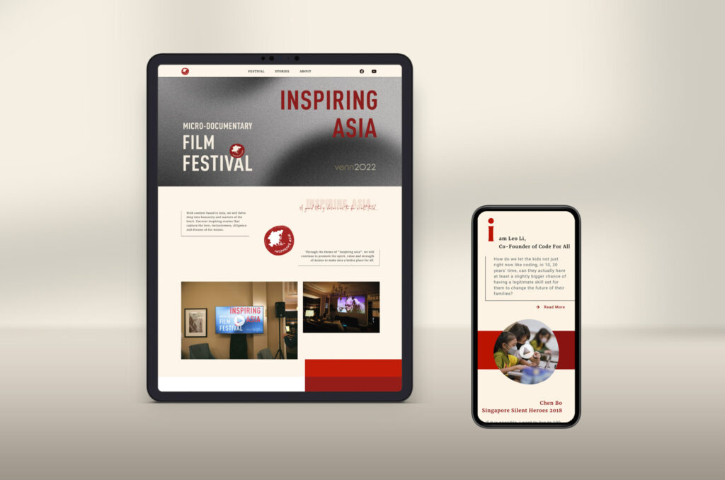 Suus design portfolio- web design for Inspiring Asia